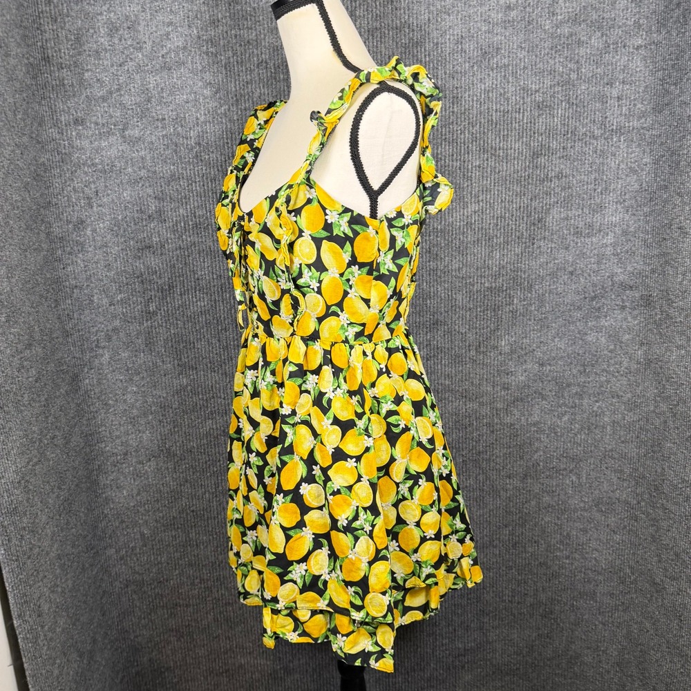 Betsey Johnson Lemon All Over Print Mini Dress Corset Grunge Ruffle Sz 8 Whimsy - Picture 4 of 12